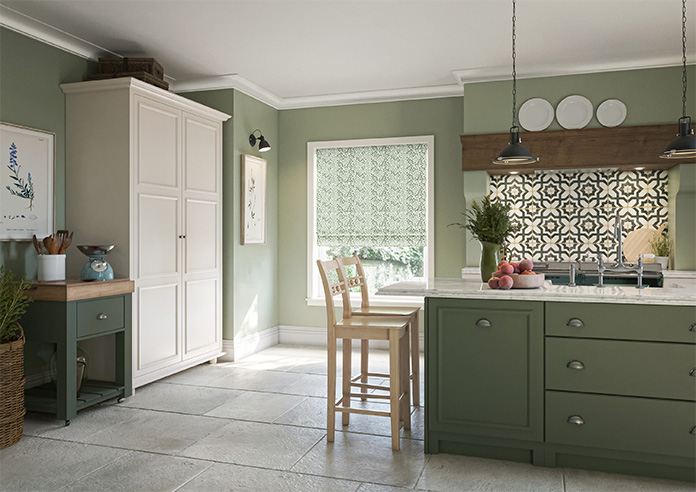 Fitzrovia Print, Subtle Greens - Motorised Roman Blind - Image 6